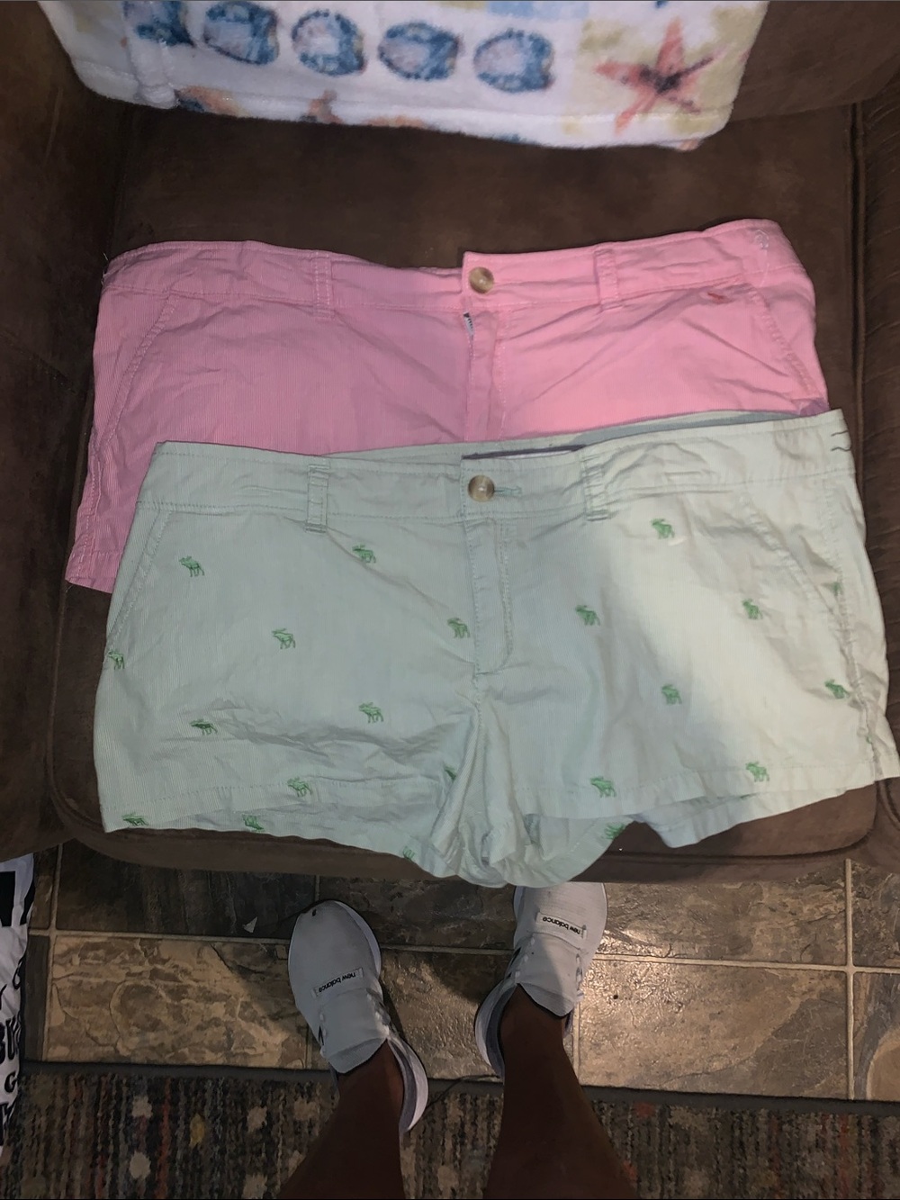 Abercrombie & Fitch Pink and Mint Embroidered Women's Shorts Duo